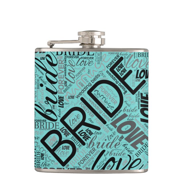 The Bride Word Cloud Black ID253 Hip Flask (Front)