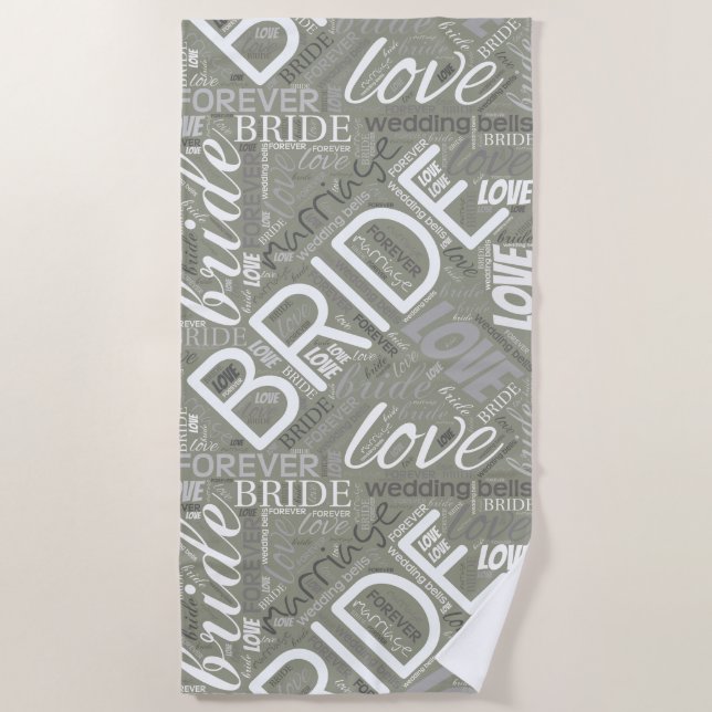 The Bride Word Cloud White ID253 Beach Towel (Front)