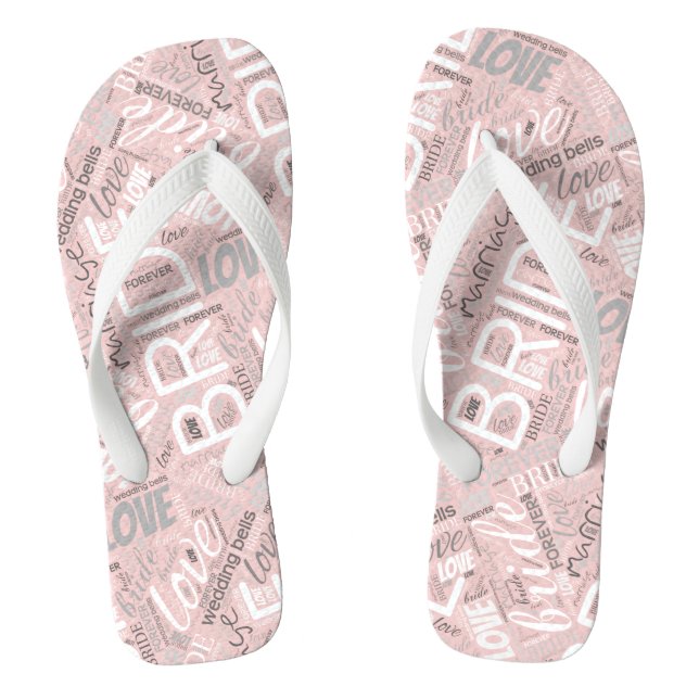 The Bride Word Cloud White ID253 Flip Flops (Footbed)