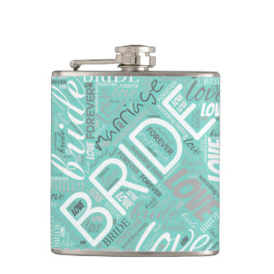 The Bride Word Cloud White ID253 Hip Flask