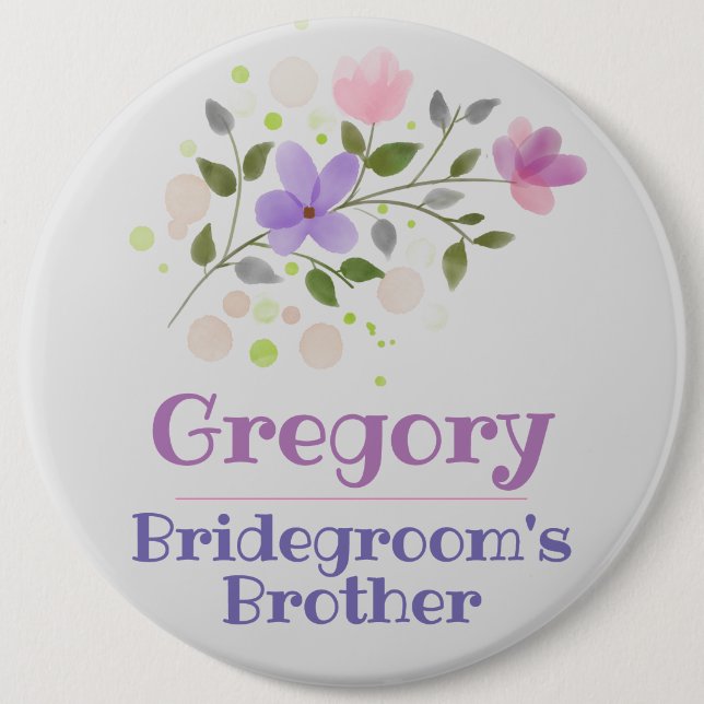 The Bridegroom's Brother. Guest Names Button Badge (Front)