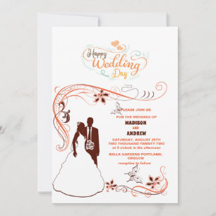 the brides elegant classic silhouette wedding  invitation