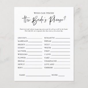 The Bride's Phrase Bridal Shower Game