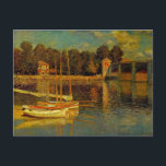 The Bridge at Argenteuil by Claude Monet Postcard<br><div class="desc">The Bridge at Argenteuil (1874) by Claude Monet is a vintage impressionist fine art painting featuring sailboats on the Seine River at Argenteuil, northwest of Paris, France. About the artist: Claude Monet (1840-1926) was a founder of the French impressionist painting movement with most of his paintings being "en plein air"...</div>