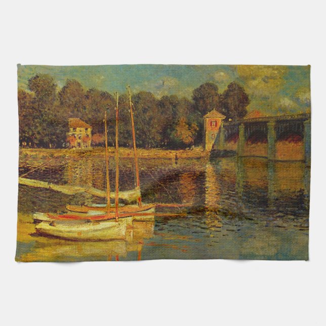 The Bridge at Argenteuil by Claude Monet Tea Towel (Horizontal)