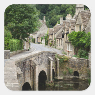 The bridge in Castle Combe, UK square sticker
