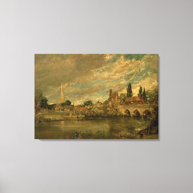 The Bridge of Harnham and Salisbury Cathedral Canvas Print (Front)