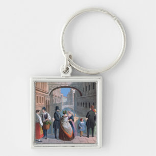 The Bridge of Sighs, Venice, engraved by Brizeghel Key Ring