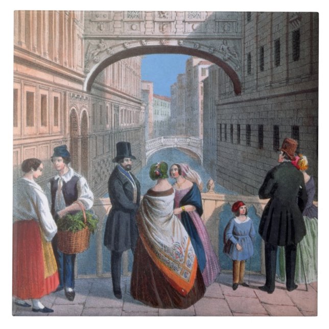 The Bridge of Sighs, Venice, engraved by Brizeghel Tile (Front)