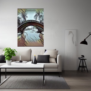 The bridge over the water AI Art Poster
