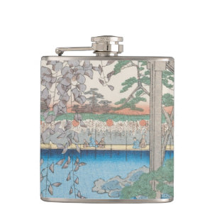 The Bridge with Wisteria or Kameido Tenjin Hip Flask