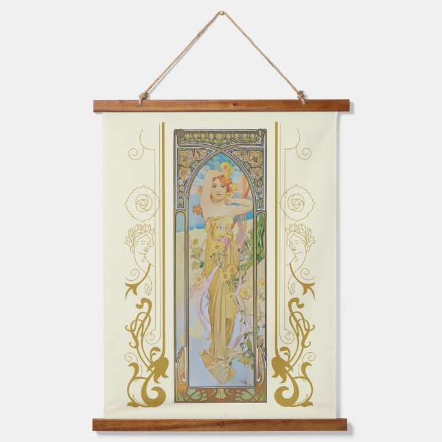The Brightness of Day by Alphonse Mucha Hanging Tapestry (Front)