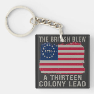 The British Blew Thirteen Colony Lead 4th Of July Key Ring