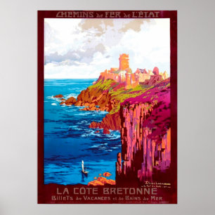 The Brittany Coast Vintage French Travel Poster