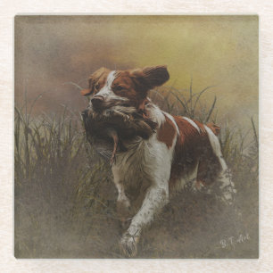 The Brittany spaniel    Ceramic Tile Beverage Coas Glass Coaster