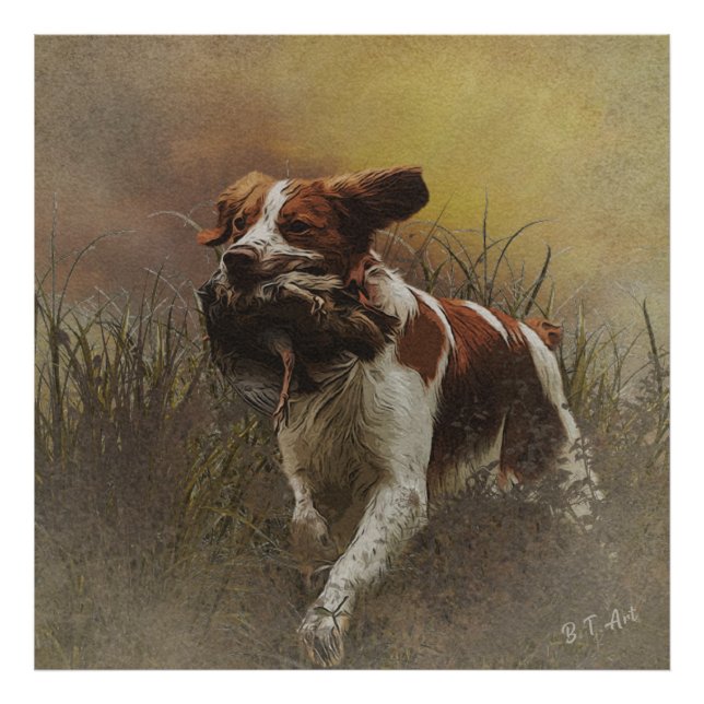 The Brittany spaniel    Ceramic Tile Beverage Coas Photo Print (Front)