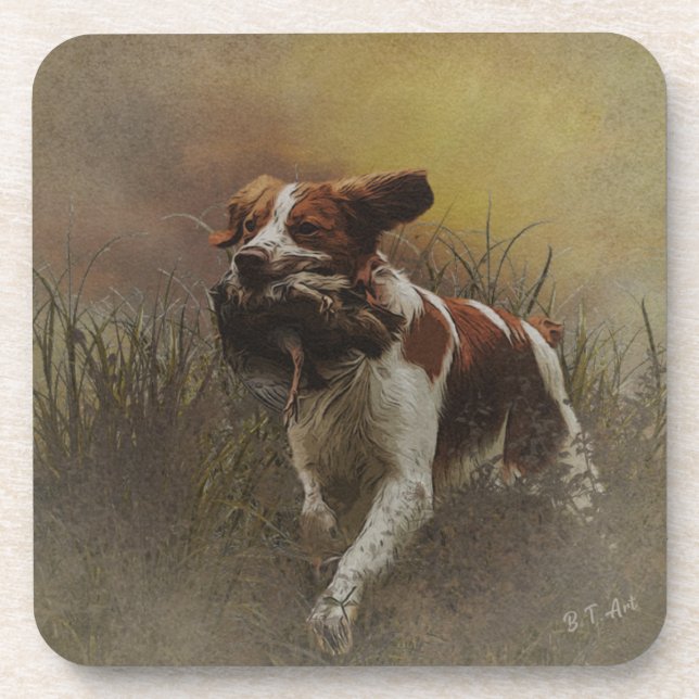 The Brittany spaniel    Ceramic Tile Coaster (Front)