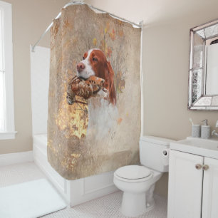 The Brittany spaniel  Duvet Cover Shower Curtain