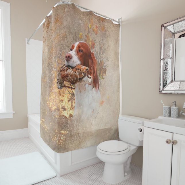 The Brittany spaniel  Duvet Cover Shower Curtain (In Situ)