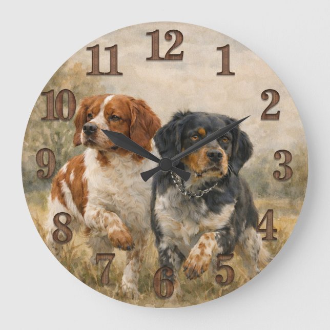 The Brittany spaniel  Large Clock (Front)