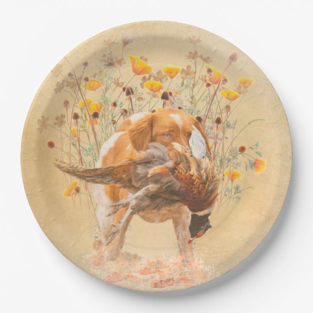 The Brittany spaniel  Paper Plates (Front)