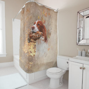 The Brittany spaniel Shower Curtain