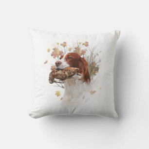 The Brittany spaniel  Tapestry Metal Print Coffee  Cushion