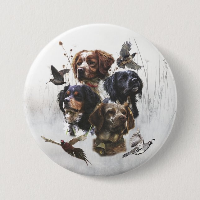 The Brittany Spaniels , Bird Hunting Season 7.5 Cm Round Badge (Front)