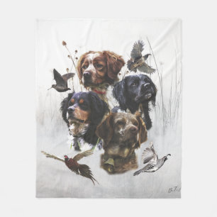 The Brittany Spaniels , Bird Hunting Season Fleece Blanket