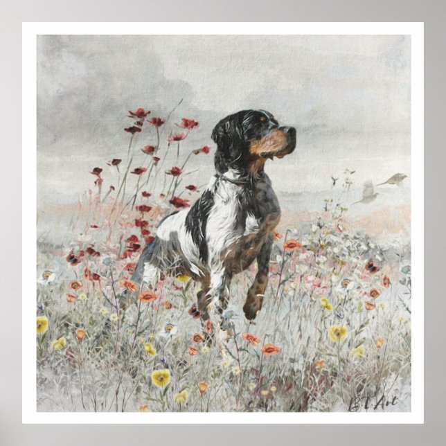 The Brittany Spaniels , Bird Hunting Season Poster (Front)