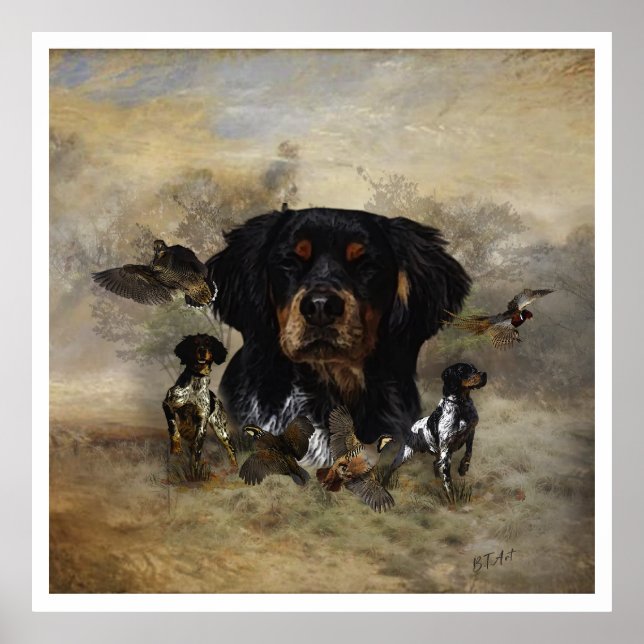 The Brittany Spaniels , Bird Hunting Season Poster (Front)