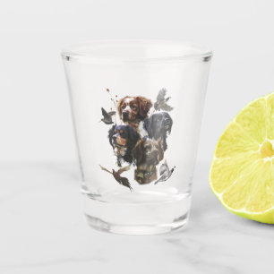 The Brittany Spaniels , Bird Hunting Season Shot Glass
