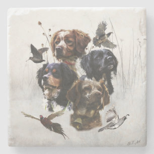 The Brittany Spaniels , Bird Hunting Season Stone Coaster