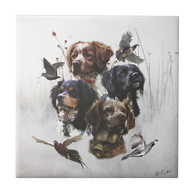 The Brittany Spaniels , Bird Hunting Season Tile (Front)