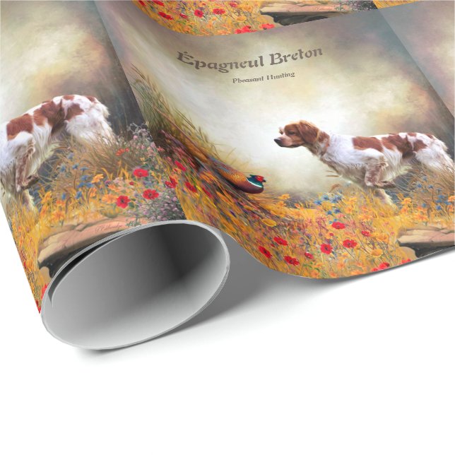 The Brittany Spaniels , Bird Hunting Season Wrapping Paper (Roll Corner)