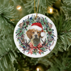 The Brittany Spaniels , Christmas  Ceramic Tree Decoration