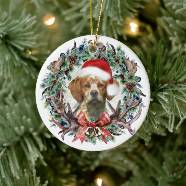 The Brittany Spaniels , Christmas  Ceramic Tree Decoration (Tree)