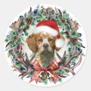 The Brittany Spaniels , Christmas  Classic Round Sticker
