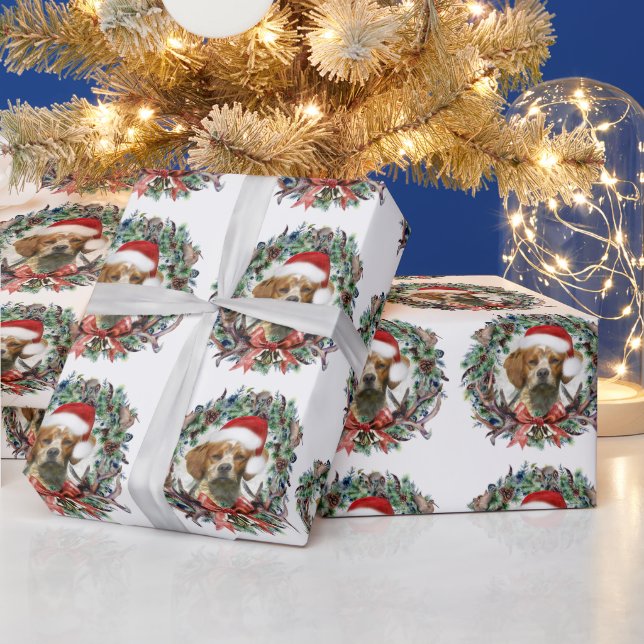 The Brittany Spaniels , Christmas  Wrapping Paper (Holidays)