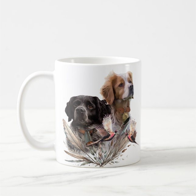 The Brittany Spaniels,  French Brittany, Bird dog, Coffee Mug (Left)