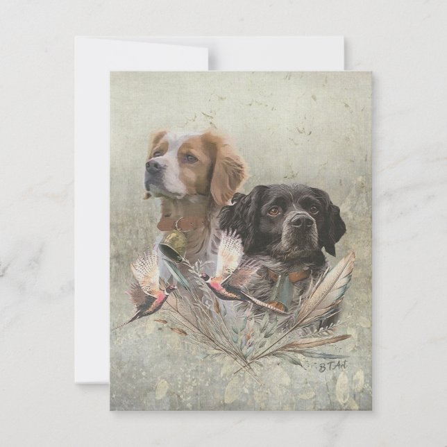 The Brittany Spaniels,  French Brittany, Bird dog, Invitation (Front)