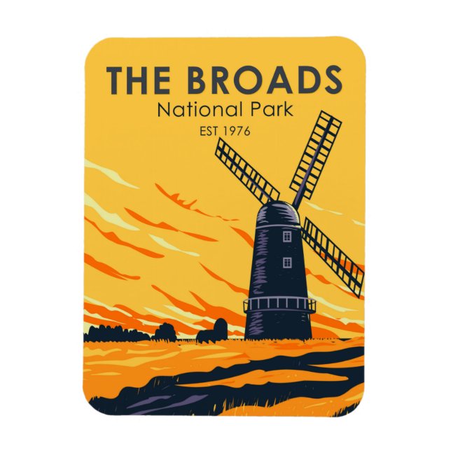 The Broads National Park England Vintage  Magnet (Vertical)