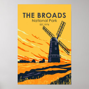 The Broads National Park England Vintage Poster