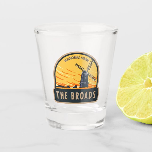 The Broads National Park England Vintage Shot Glass (Front)