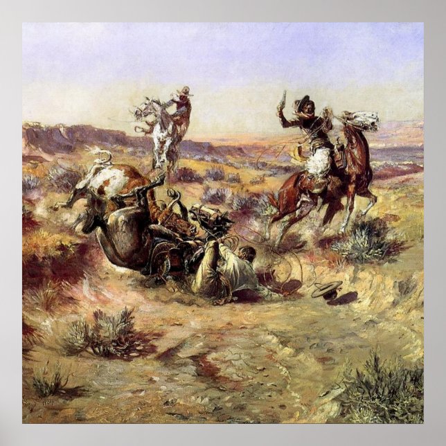 “The Broken Rope” by Charles M Russell Poster (Front)