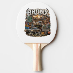 The Bronx New York Boogie Down Urban Collage Ping Pong Paddle