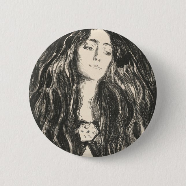 The Brooch Eva Mudocci Edvard Munch 6 Cm Round Badge (Front)