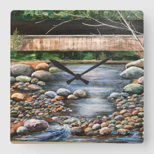 The Brook Original Hand Painted Art Square Wall Clock