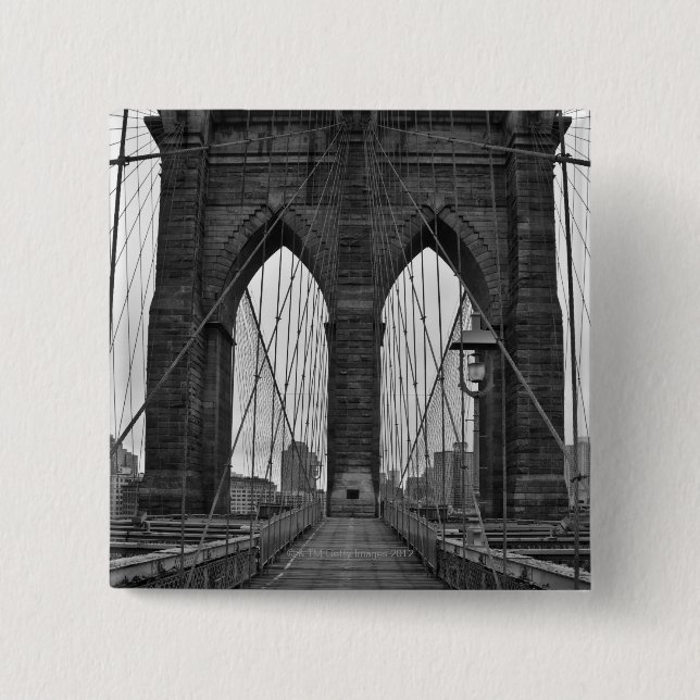 The Brooklyn Bridge in New York City 15 Cm Square Badge (Front)
