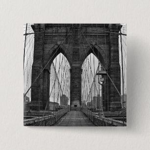 The Brooklyn Bridge in New York City 15 Cm Square Badge